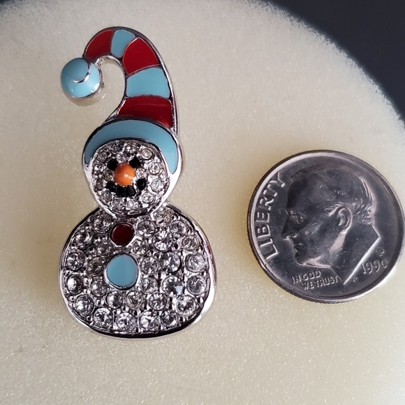 Swarovski‎ Snowman Pin Rhodium Plate Blue & Red Enamel & Clear Crystals NWT Swan - Picture 6 of 10